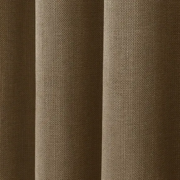 Thermal Eyelet Curtains - Dark Natural, Chenille