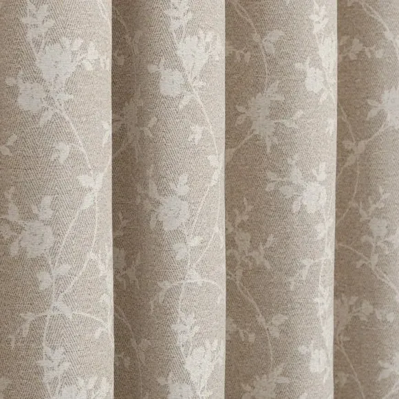Thermal Eyelet Curtains Floral Pattern - Natural