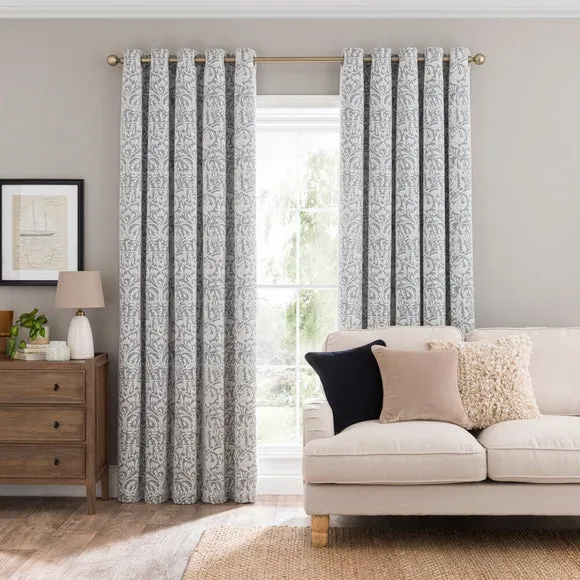 Thermal Eyelet Curtains - Grey, Chenille