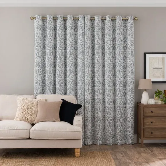 Thermal Eyelet Curtains - Grey, Chenille