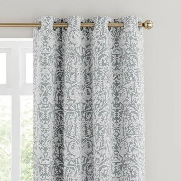 Thermal Eyelet Curtains - Grey, Chenille