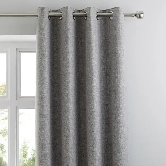 Thermal Eyelet Curtains - Grey, Matt Fabric
