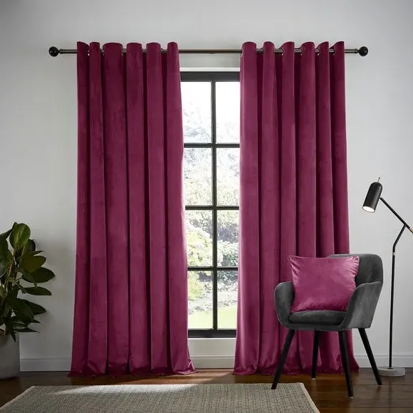 Thermal Eyelet Curtains - Magenta, Matt Fabric