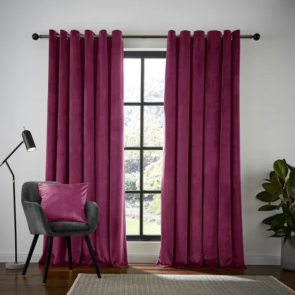Thermal Eyelet Curtains - Magenta, Matt Fabric