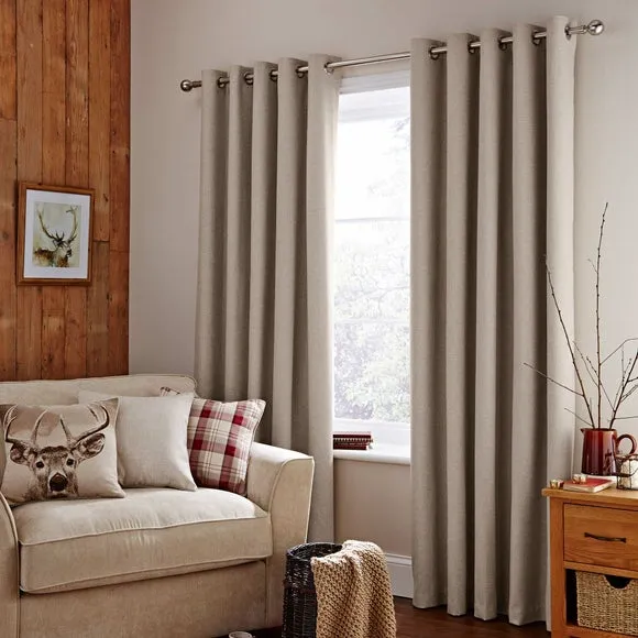 Thermal Eyelet Curtains - Natural, Matt Fabric