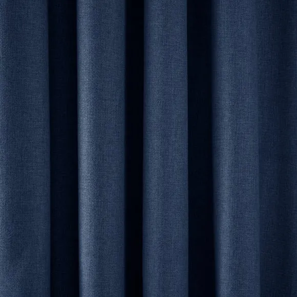 Thermal Eyelet Curtains - Navy, Matt Fabric