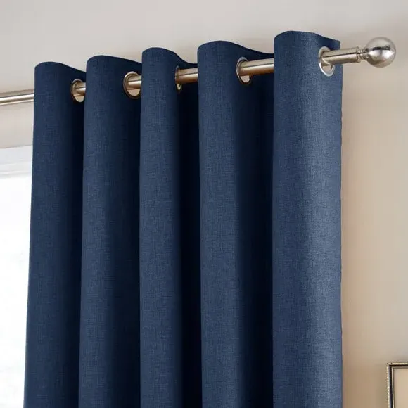 Thermal Eyelet Curtains - Navy, Matt Fabric