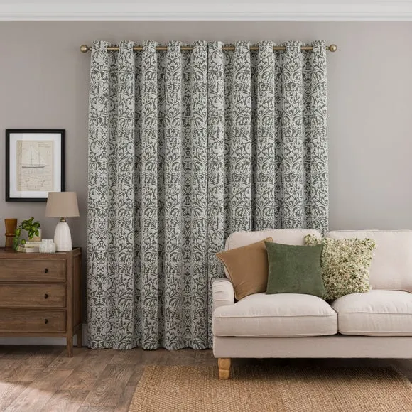 Thermal Eyelet Curtains - Olive, Chenille