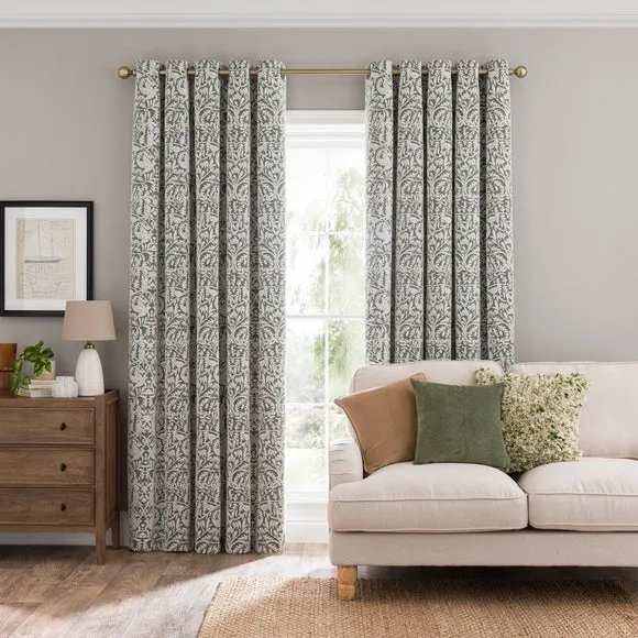 Thermal Eyelet Curtains - Olive, Chenille