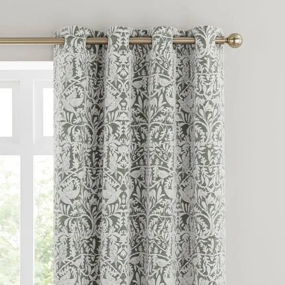 Thermal Eyelet Curtains - Olive, Chenille
