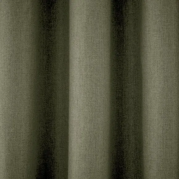 Thermal Eyelet Curtains - Olive, Matt Fabric