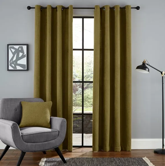 Thermal Eyelet Curtains - Pear, Chenille
