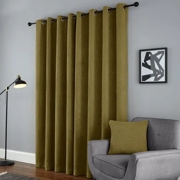 Thermal Eyelet Curtains - Pear, Chenille