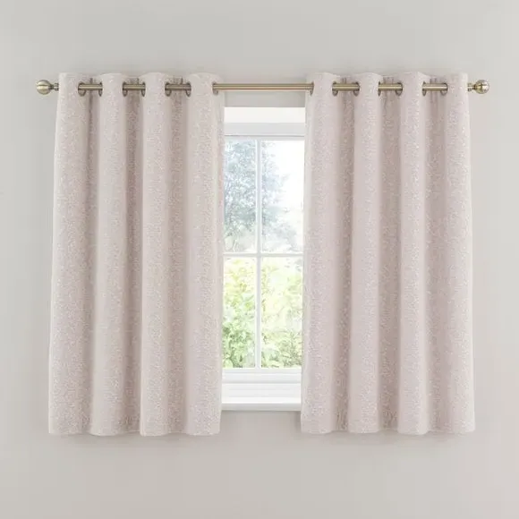 Thermal Eyelet Curtains - Sandstone, Cut Velvet