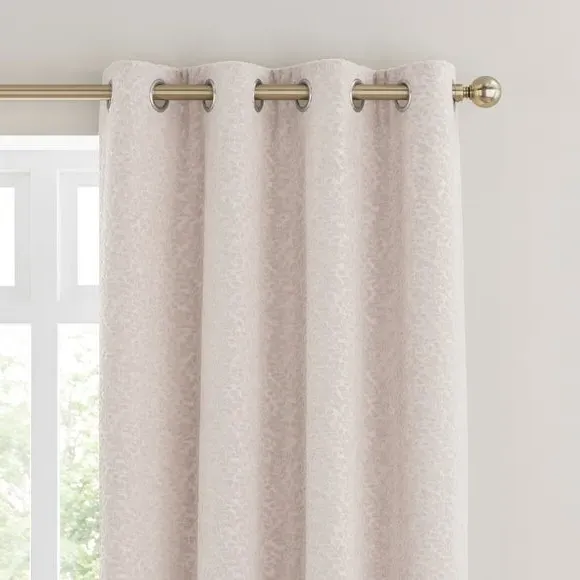Thermal Eyelet Curtains - Sandstone, Cut Velvet