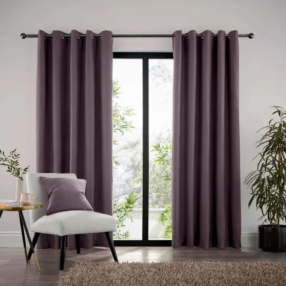 Thermal Eyelet Curtains - Thistle, Matt Fabric