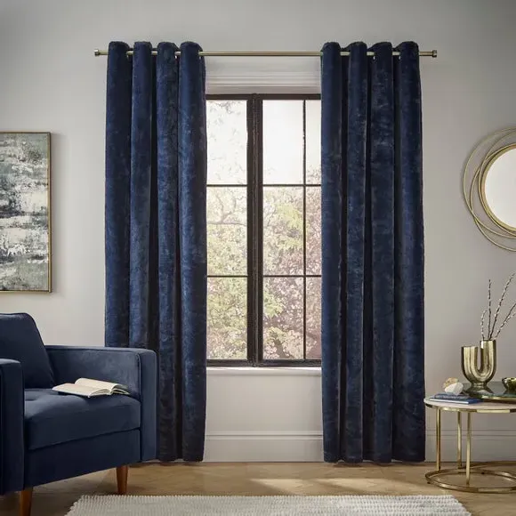 Thermal Eyelet Curtains with Lining - Navy