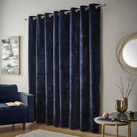 Thermal Eyelet Curtains with Lining - Navy