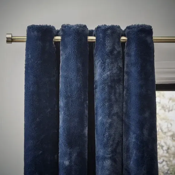 Thermal Eyelet Curtains with Lining - Navy