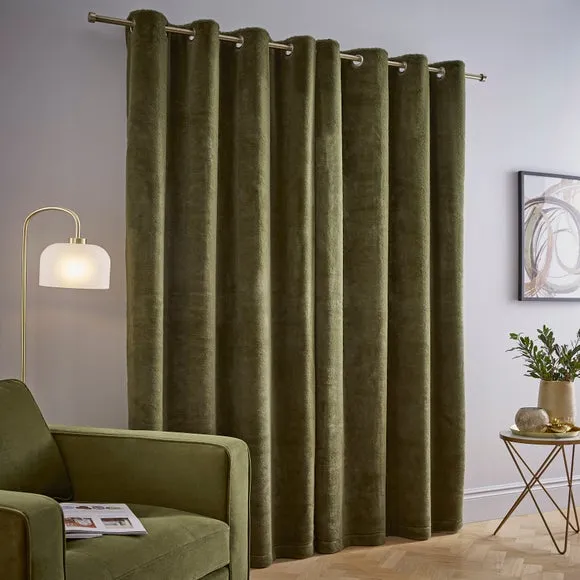 Thermal Eyelet Curtains with Lining - Olive