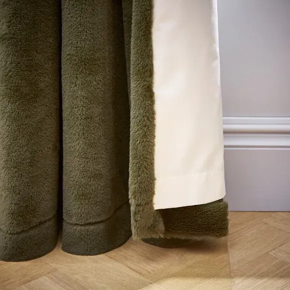 Thermal Eyelet Curtains with Lining - Olive