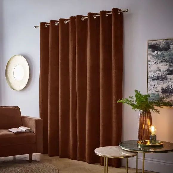 Thermal Eyelet Curtains with Lining - Orange