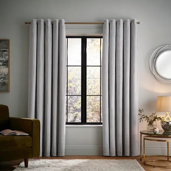 Thermal Eyelet Curtains with Lining - Silver