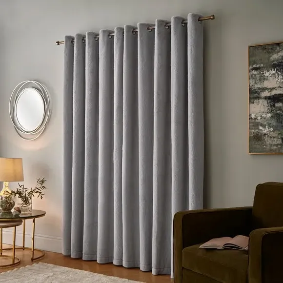Thermal Eyelet Curtains with Lining - Silver