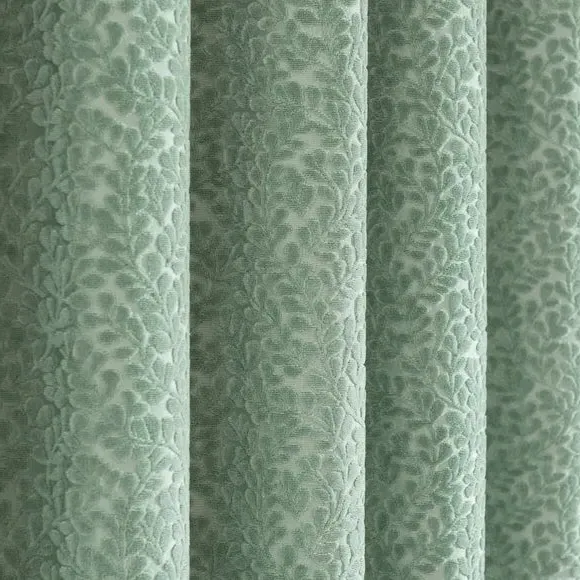 Thermal Eyelet Curtains - Yew, Cut Velvet