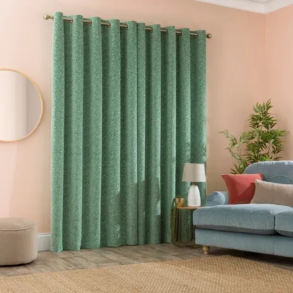 Thermal Eyelet Curtains - Yew, Cut Velvet