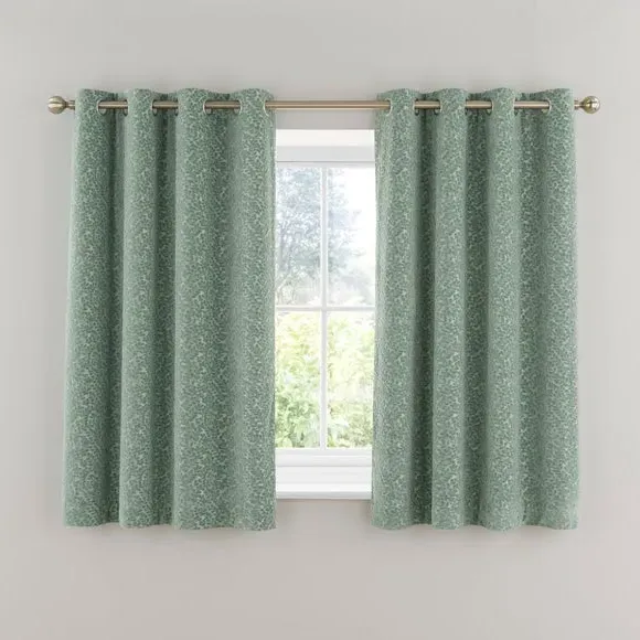 Thermal Eyelet Curtains - Yew, Cut Velvet