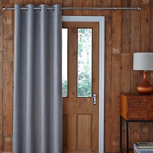 Thermal Eyelet Door Curtain - Charcoal, Fabric