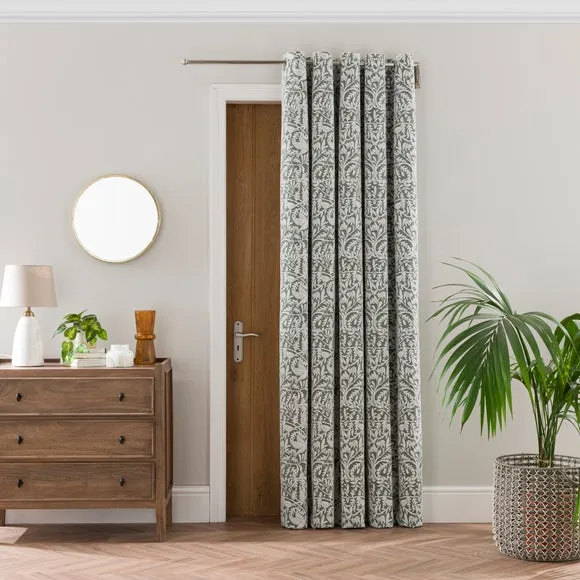 Thermal Eyelet Door Curtain - Olive, Chenille