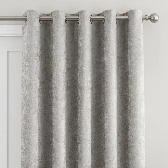 Thermal Eyelet Door Curtain - Silver, Chenille