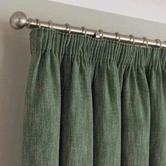 Thermal Pencil Pleat Curtains - Bottle Green, Twill image