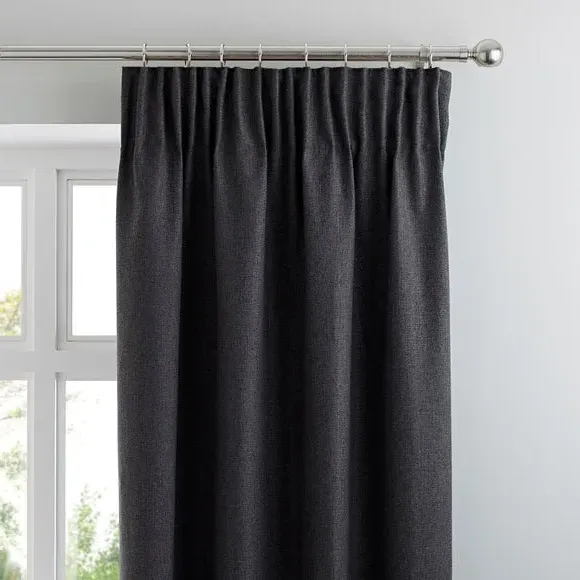 Thermal Pencil Pleat Curtains - Charcoal, Fabric