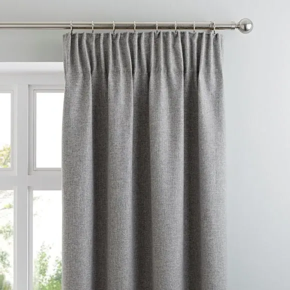 Thermal Pencil Pleat Curtains - Grey, Fabric