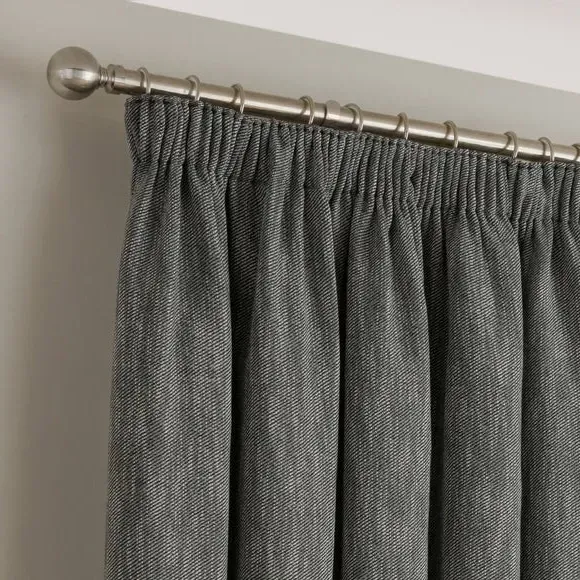 Thermal Pencil Pleat Curtains - Monochrome, Twill