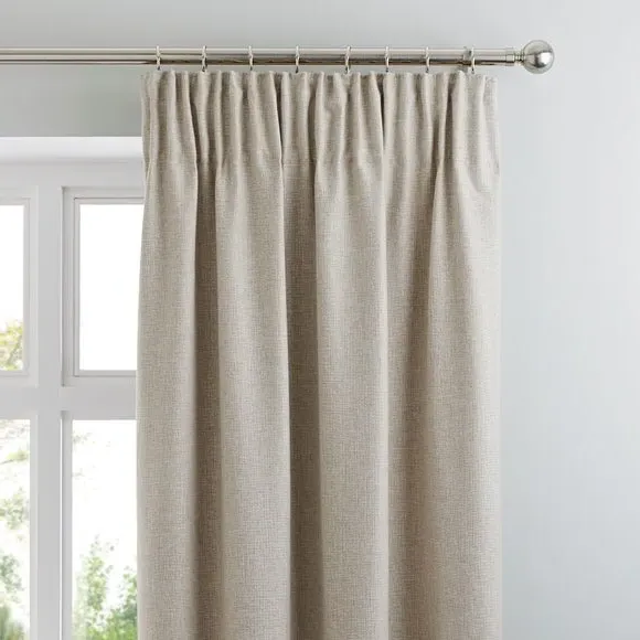 Thermal Pencil Pleat Curtains - Natural, Fabric