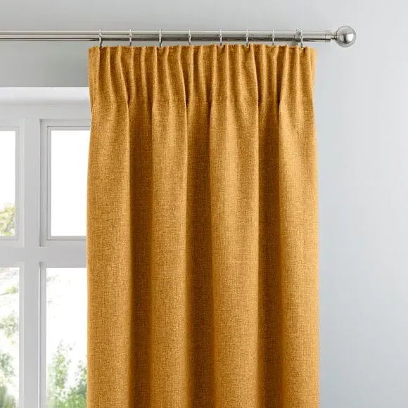 Thermal Pencil Pleat Curtains - Ochre, Fabric image