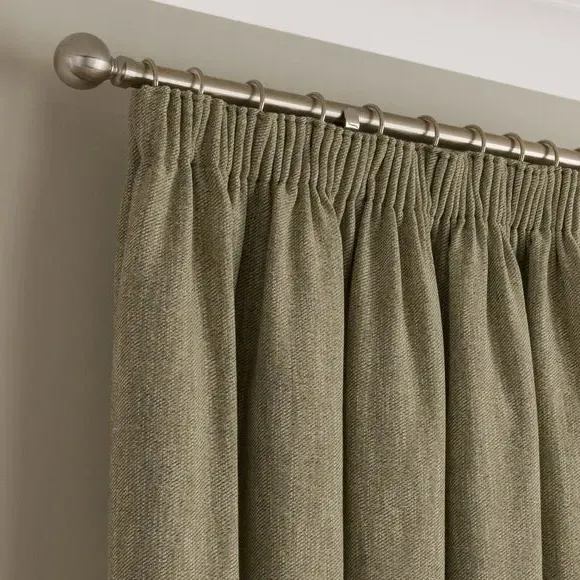 Thermal Pencil Pleat Curtains - Pistachio, Twill