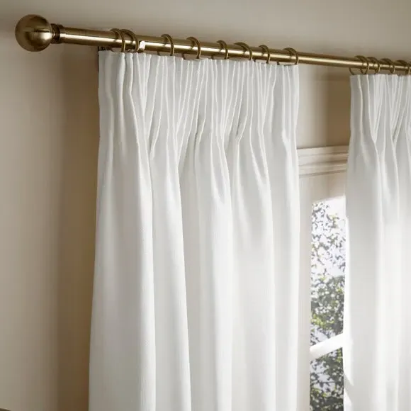 Thermal Pencil Pleat Curtains - White, Chenille