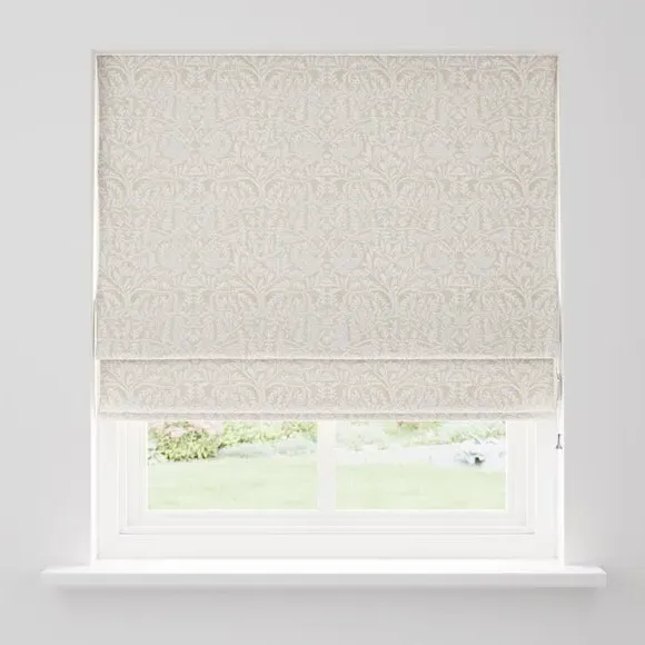 Thermal Roman Blind with Bird Design - Natural, Chenille