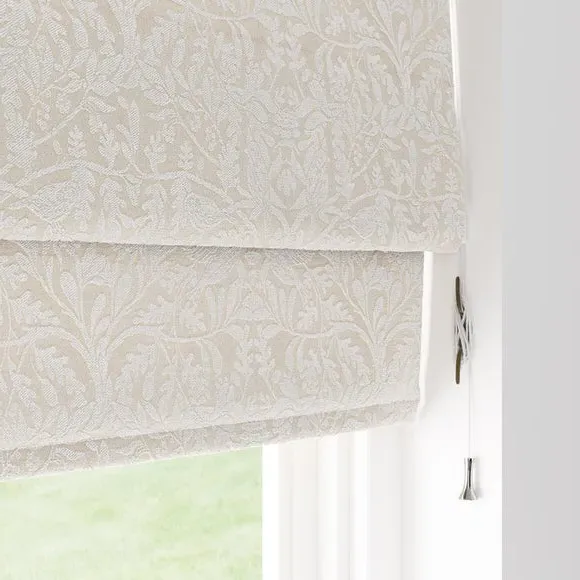 Thermal Roman Blind with Bird Design - Natural, Chenille