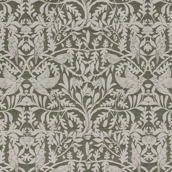 Thermal Roman Blind with Bird Design - Olive, Chenille