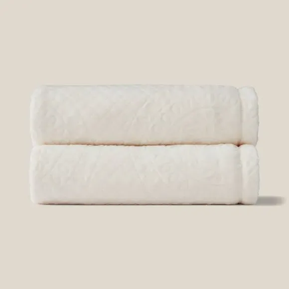 Throw Blanket with Mandala Pattern - Ivory, Fleece