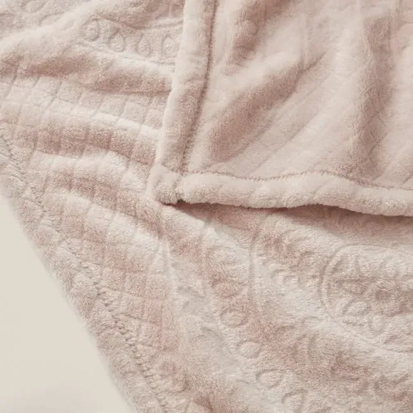 Throw Blanket with Mandala Pattern - Mushroom, Fleece
