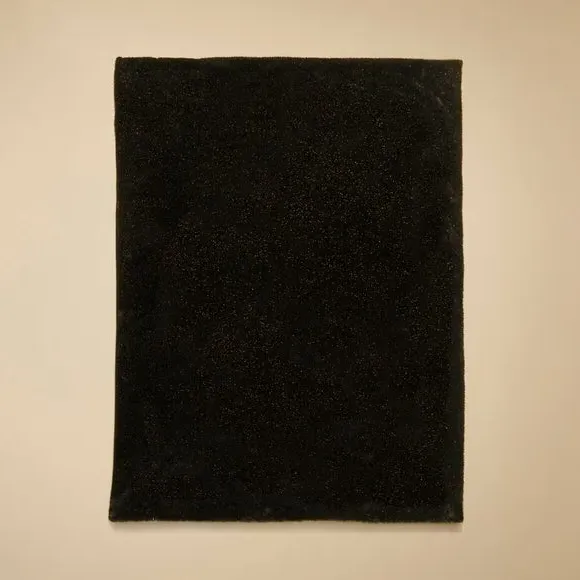 Throw Blanket with Metallic Yarn - Black, Faux Fur