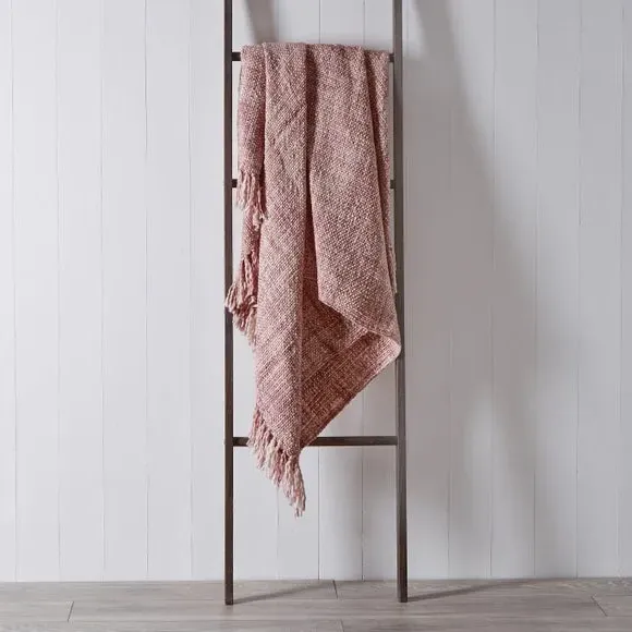Throw Blanket with Tassels - Blush, Woven