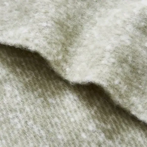 Throw Blanket with Tassels - Green, Faux Mohair